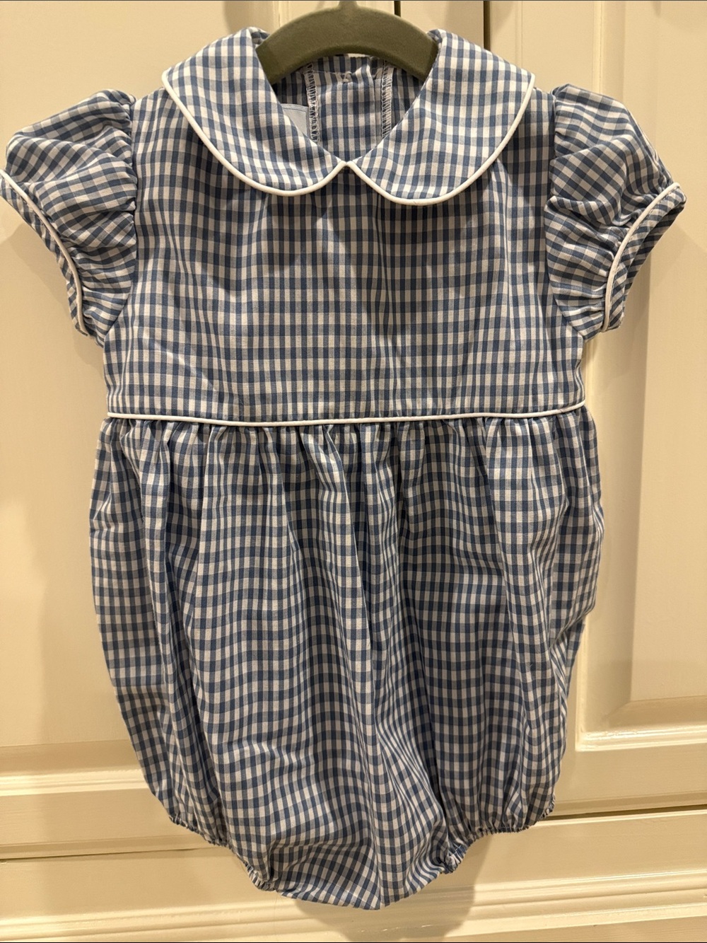 Little English Blue Gingham Baby Girls' Short-Sleeve Romper
